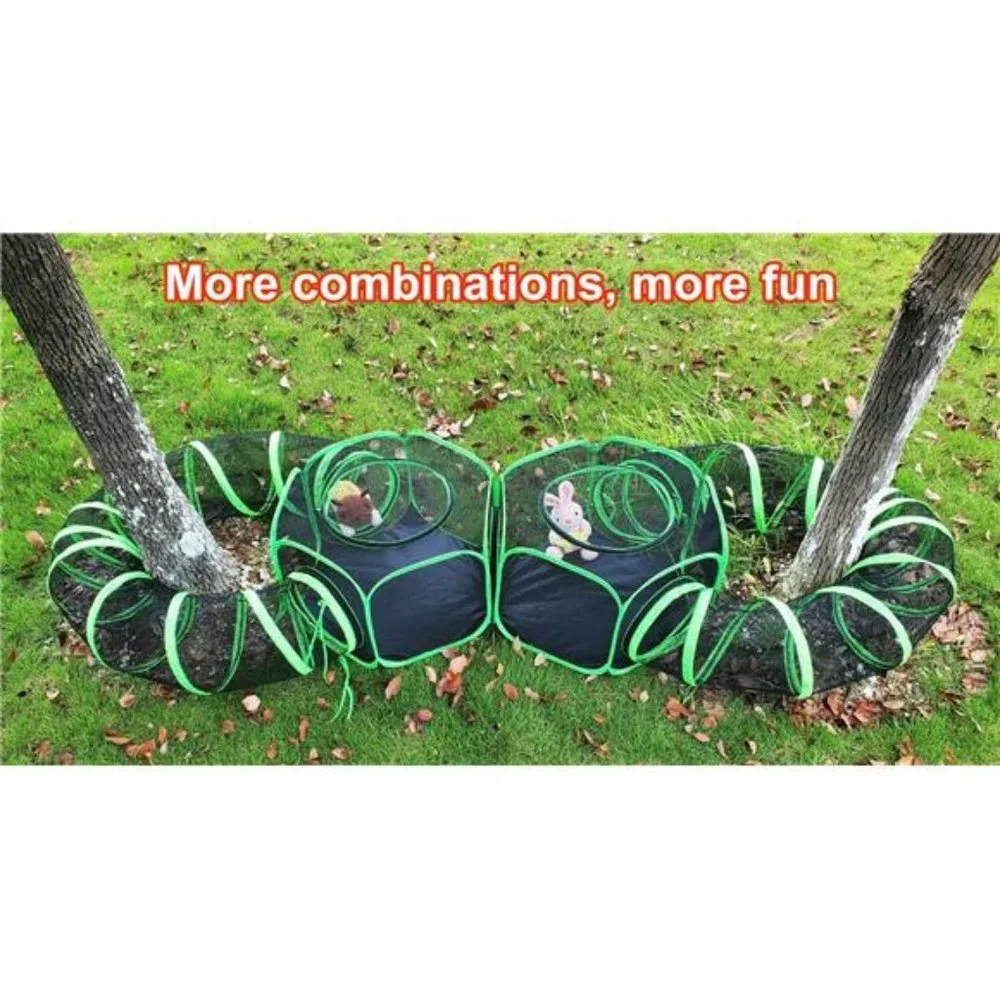 4 in 1 Small Animal Playpen with Tunnel, Top Cover Anti Escape